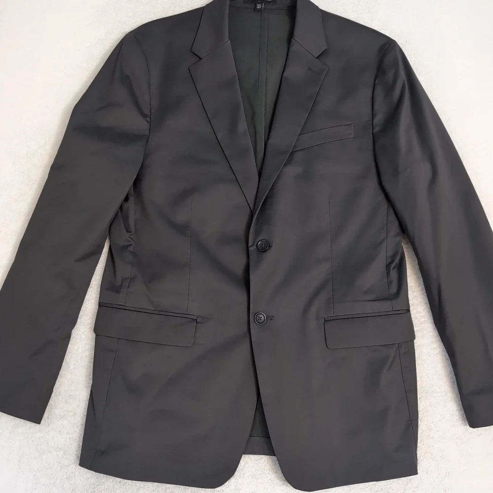 Banana Republic‎ Solid Dark Gray Performance Stretch Blend Blazer 42L Tailored